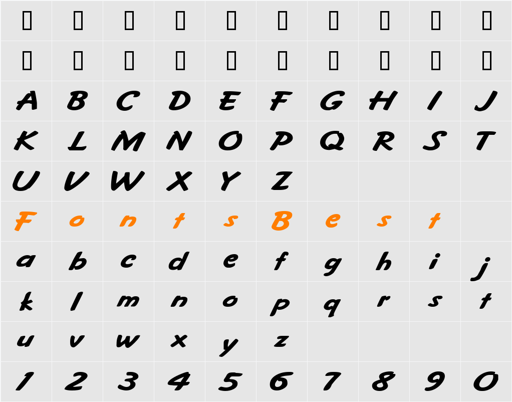 FritzerExtended Character Map