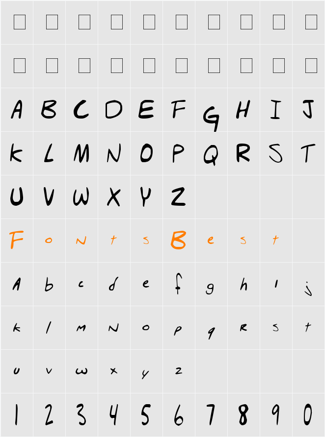 Hello Brady! Character Map