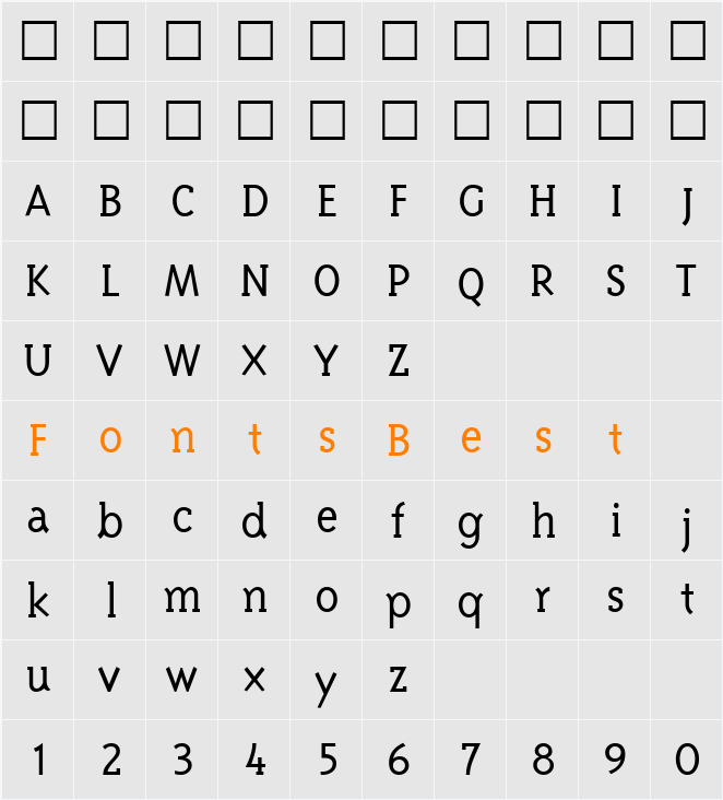 TriplexSerifLightLining Character Map