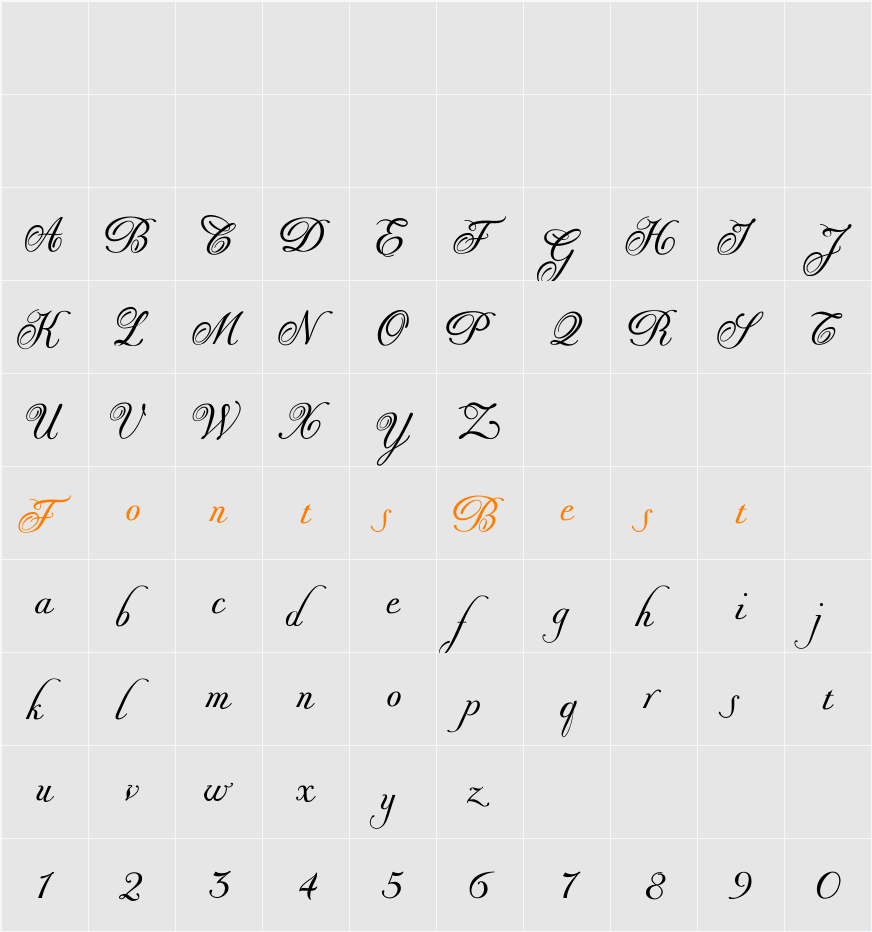 Donna Bodoni Aa Script Character Map