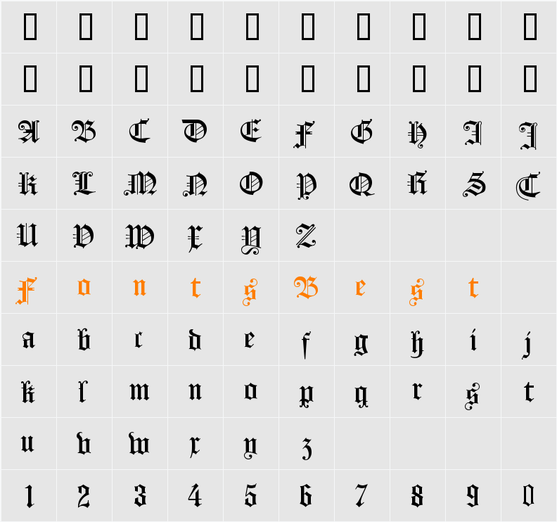 KoenigsbergerGotisch Character Map