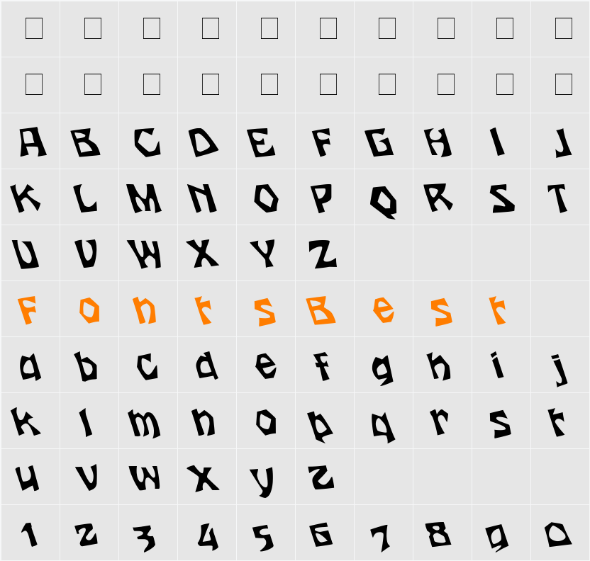 Houters-Normal Lefty Character Map