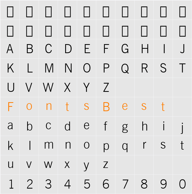 NewsGoth Lt BT Character Map