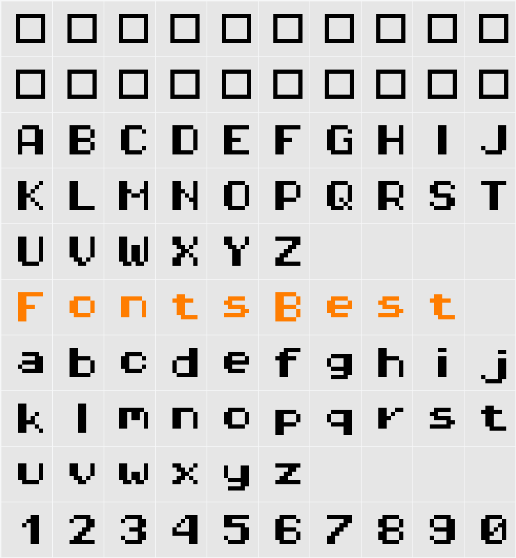 Pixel Operator HB 8 Character Map