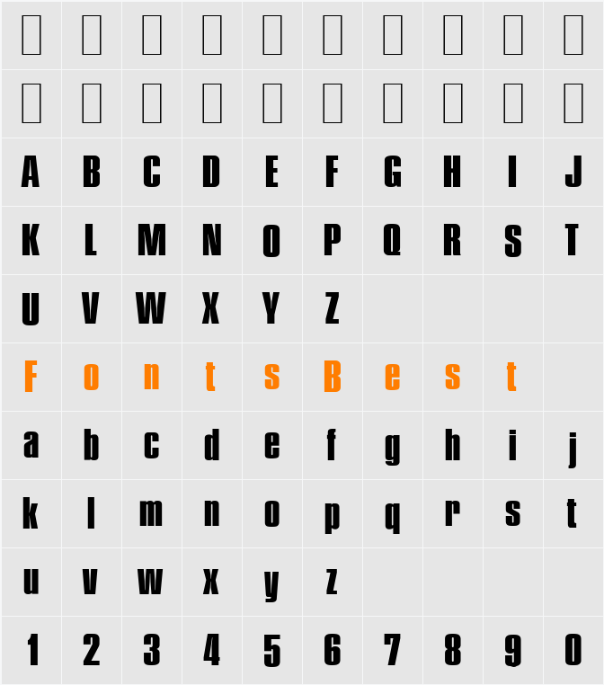 PlaketteSerial-Xbold Character Map