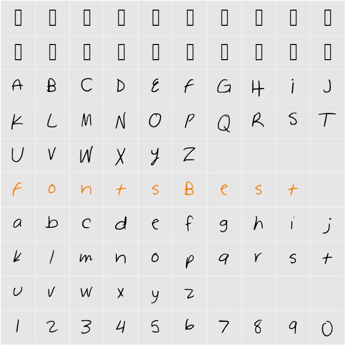 SawasHand Character Map