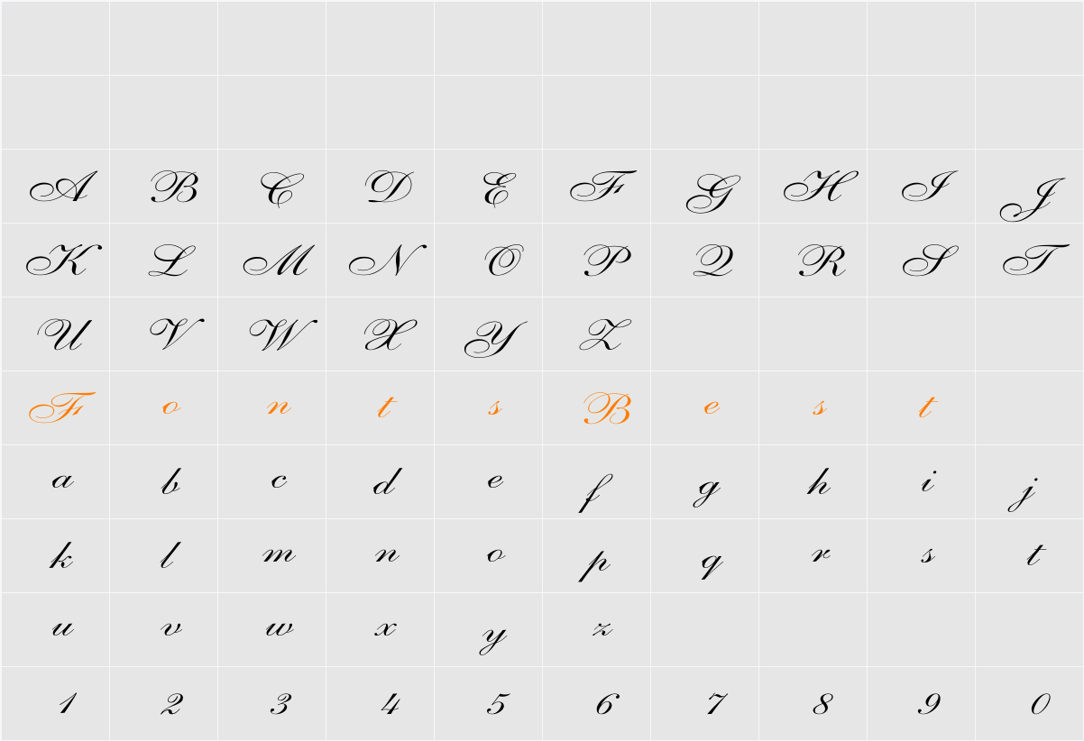 Shelley-AllegroScript Wd Character Map