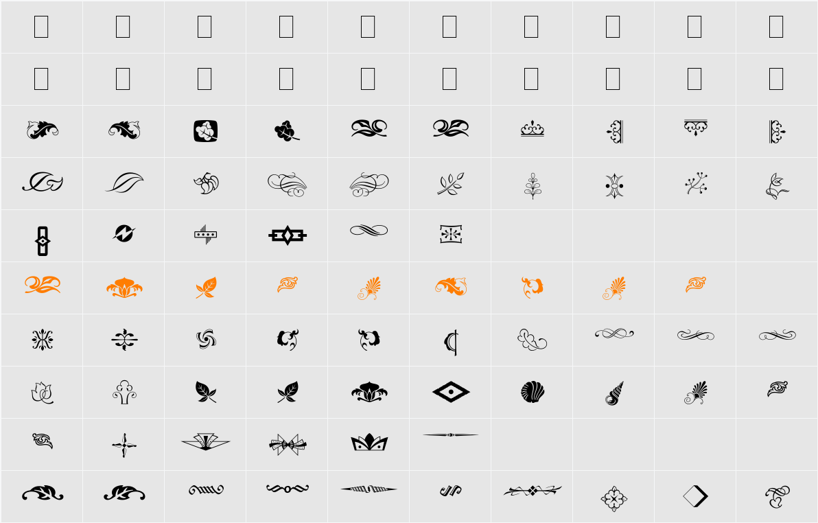 Type Embellishments Two Character Map
