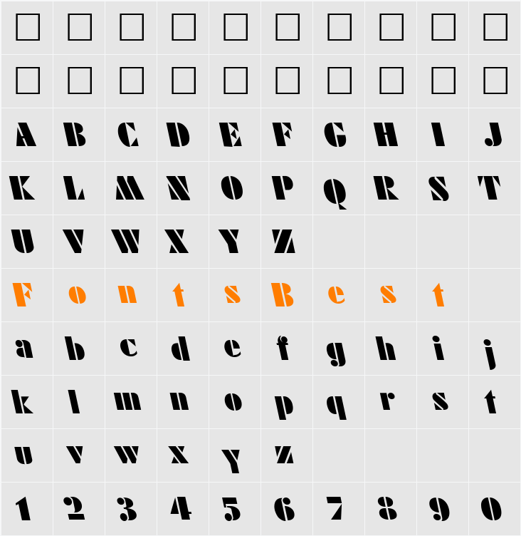 FuturistLeftyBlack Character Map