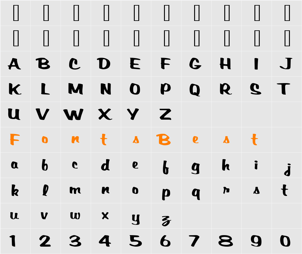 BrackenScriptSSK Character Map