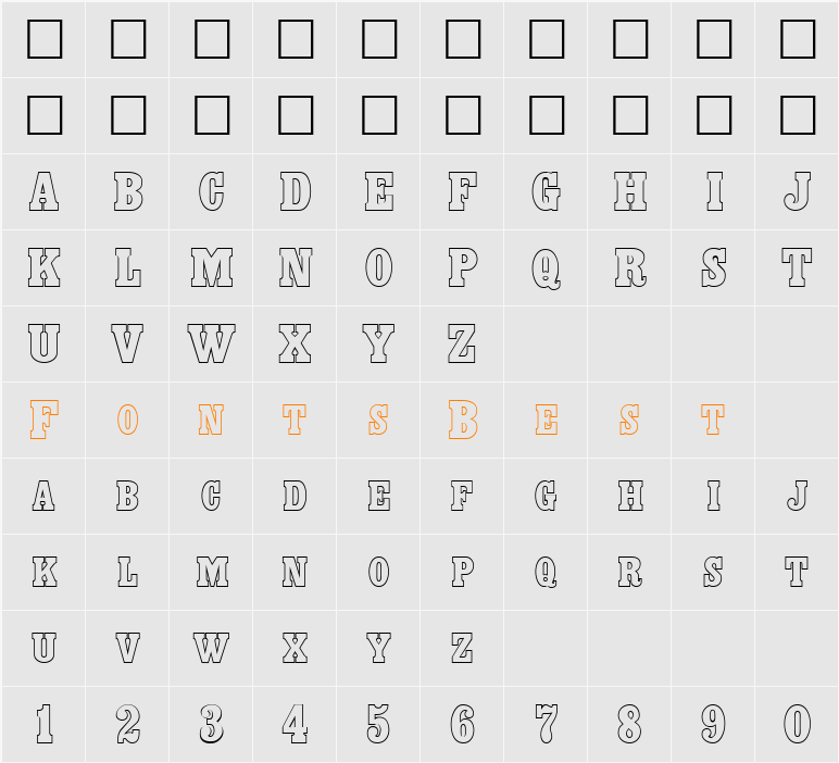 Headliner Outline Character Map