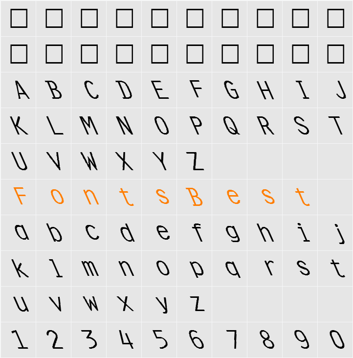 FZ DIGITAL 4 LEFTY Character Map