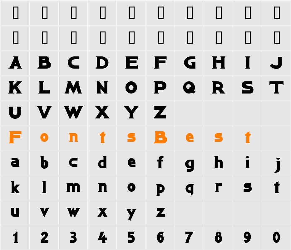 GoldenTicketBase Character Map