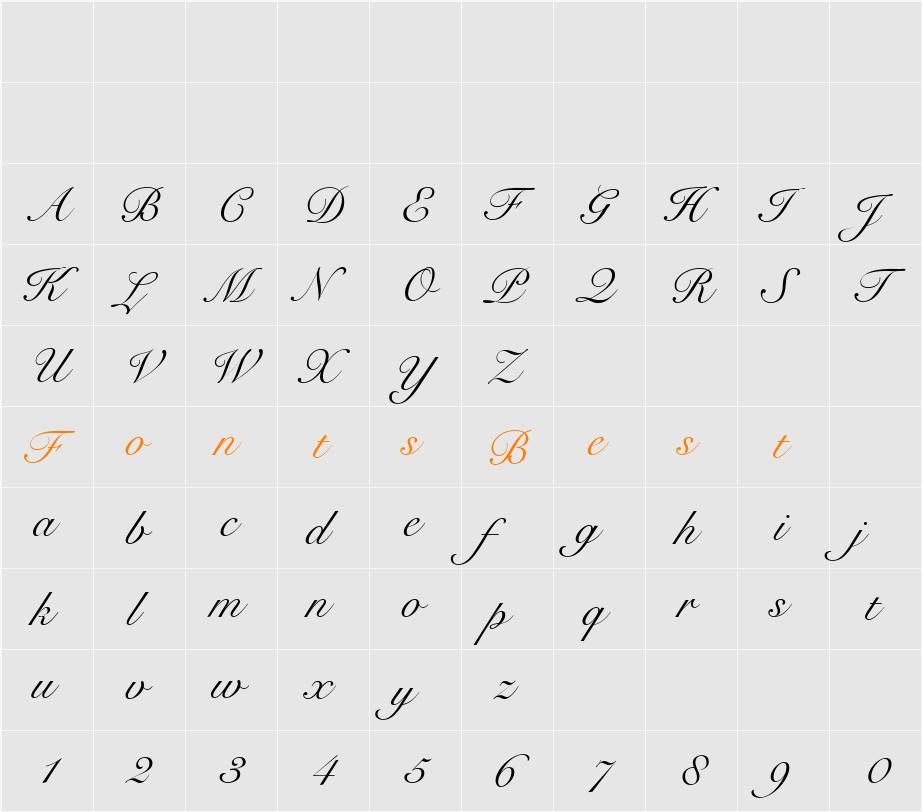 SnellRoundhand Script Character Map