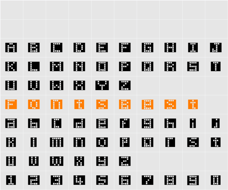 Pica Hole - XPL Character Map