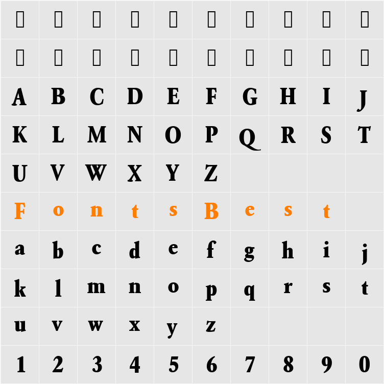 URWGaramondTExtBolExtNar Character Map
