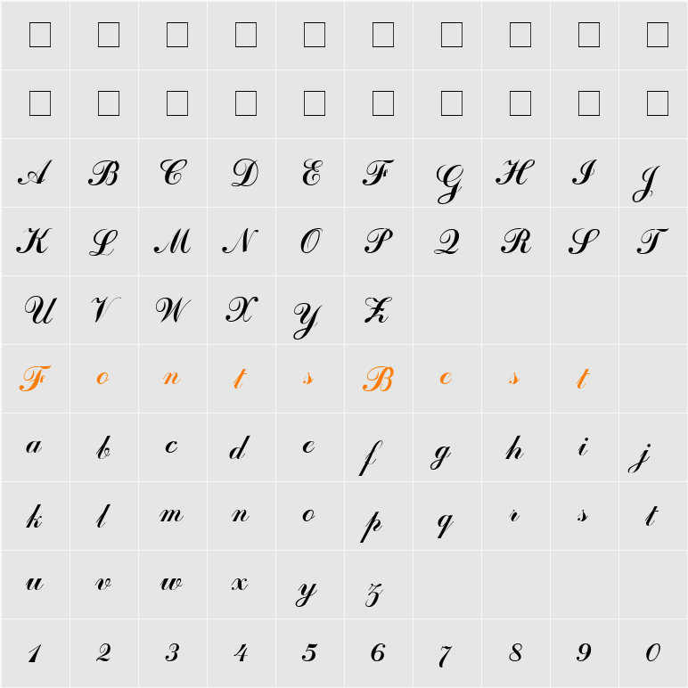 Odessa Script Cyr Character Map
