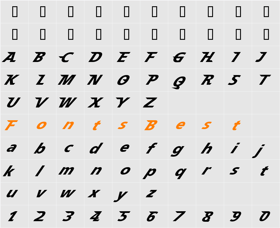 Speedy 12 Character Map