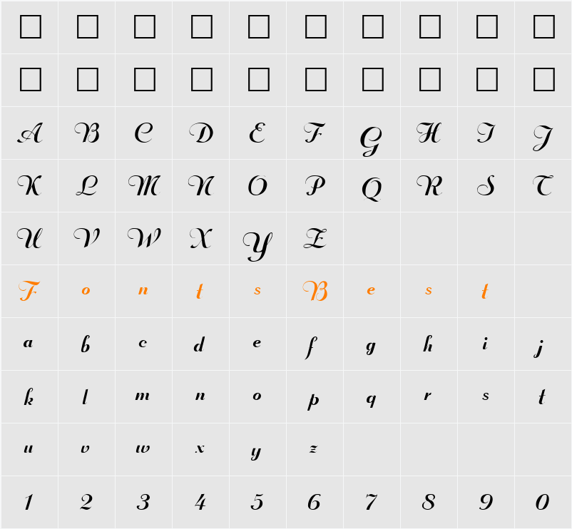 RechtmanSolid Character Map