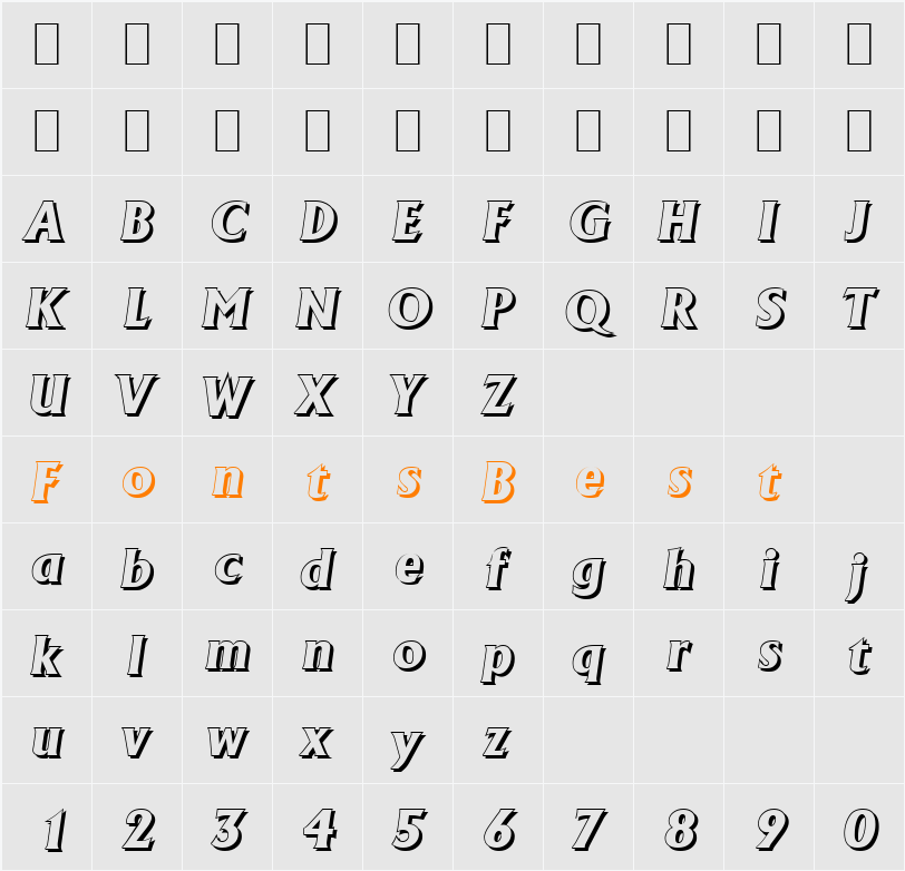 JacobBeckerShadow-ExtraBold Character Map