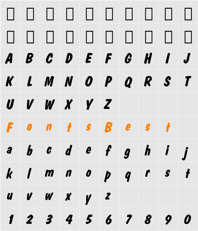 DomDiagonal Bd BT Character Map