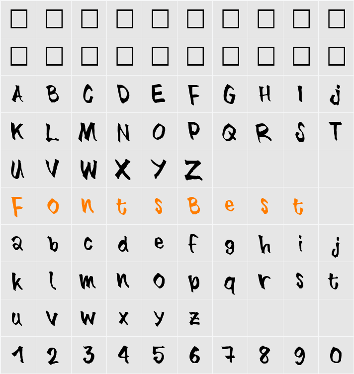 BlueBrush-Normal Character Map