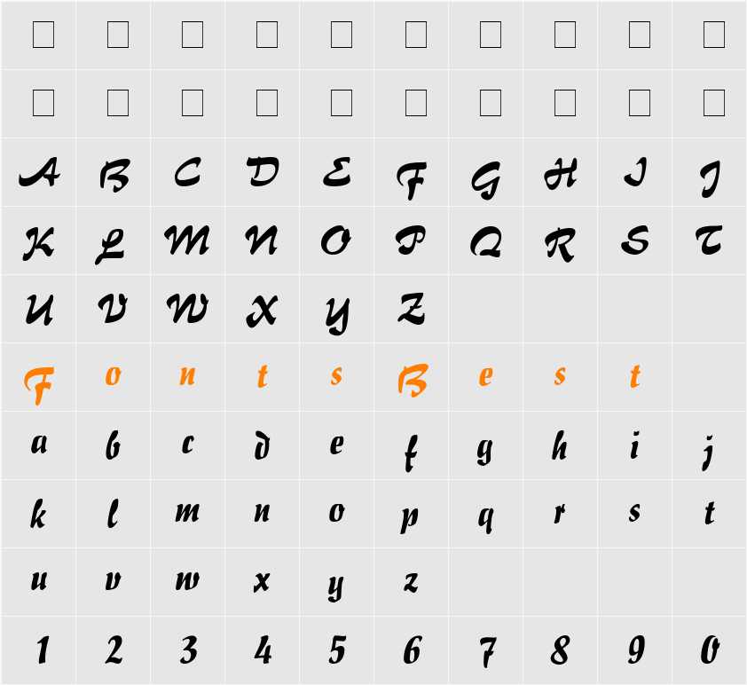 Brush Flair Character Map