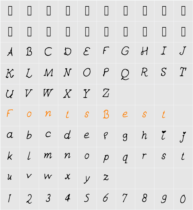 Lovepoem Character Map