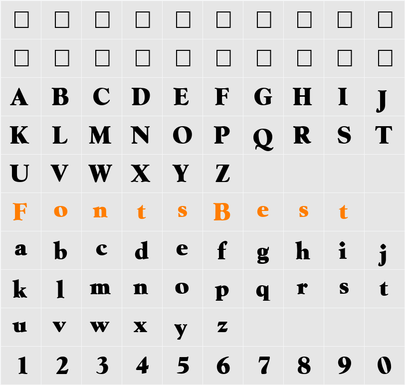 GowdieExtra Character Map