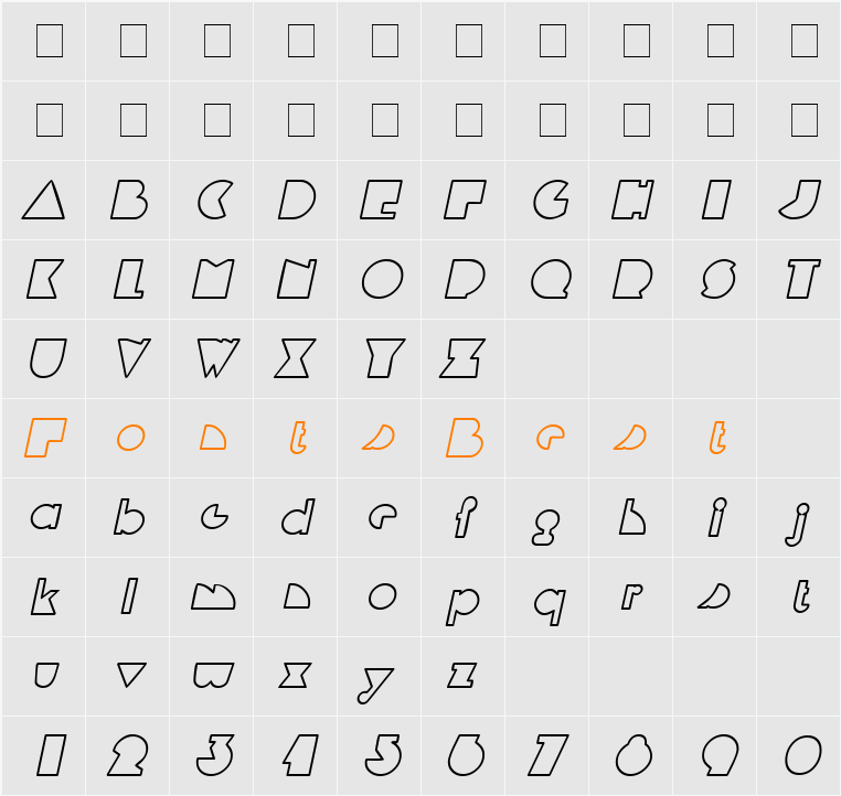 Flying Lines Character Map