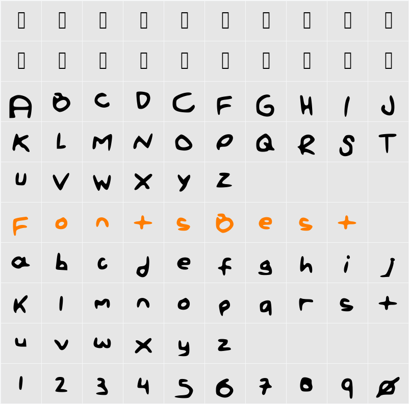 PaintLetters Character Map