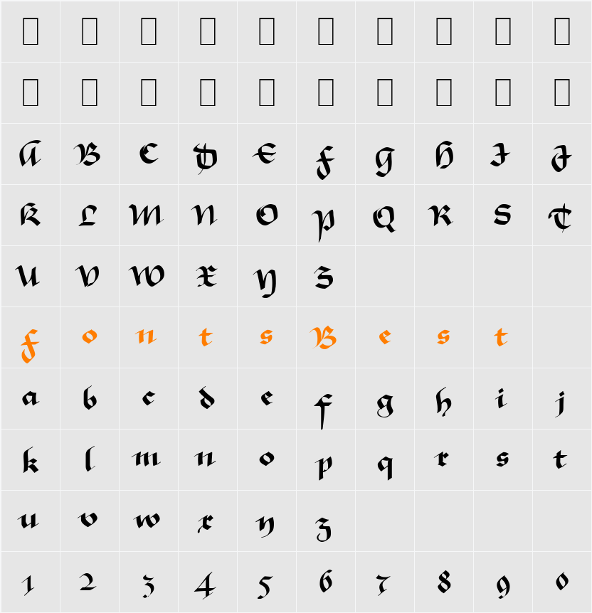 MA GKursiv1 Character Map