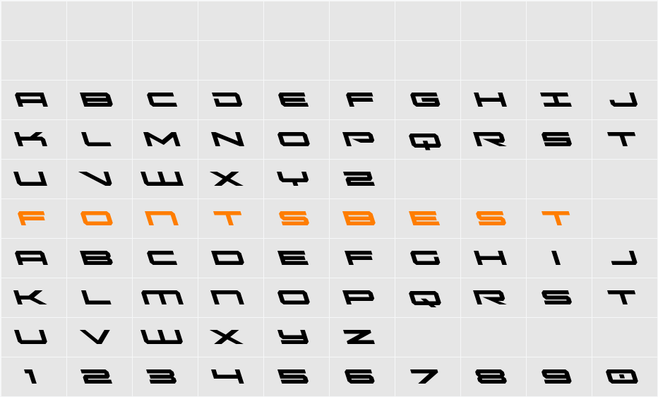 Oramac Leftalic Character Map
