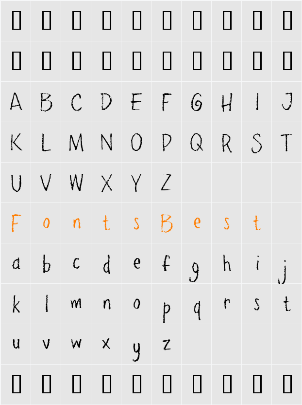 pencilPete FONT Character Map