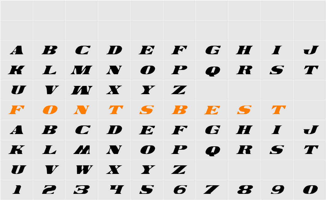 Legal Tender Italic Character Map