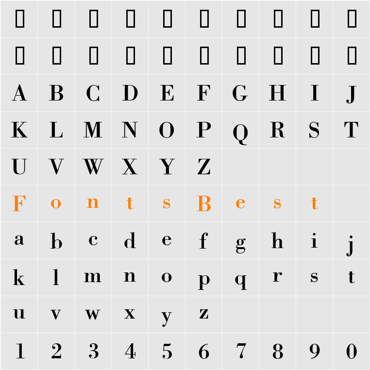 Bodoni ICG Character Map
