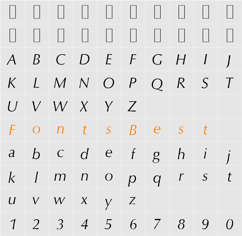 O801-Flare Character Map