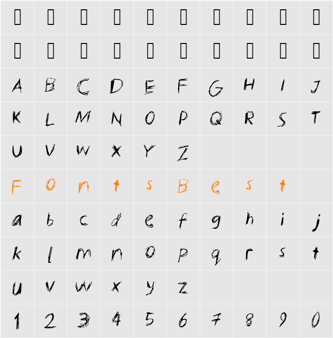 KellysNoteFont Character Map