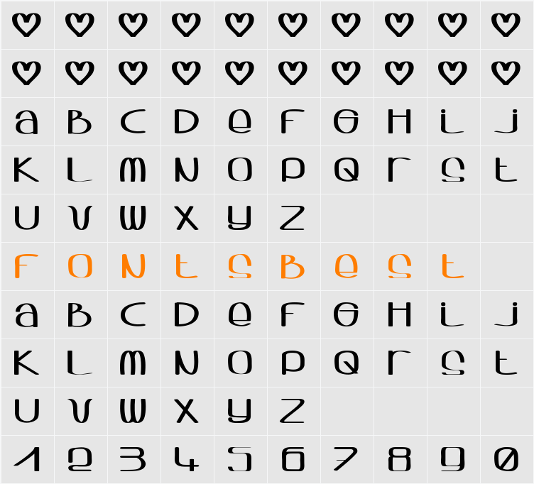 Sqwash Character Map