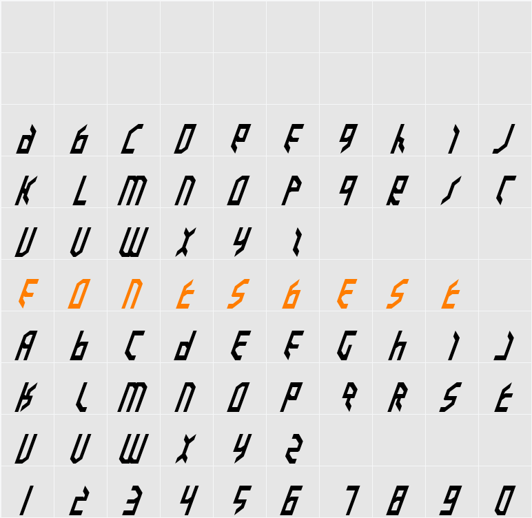 Valkyrie Italic Character Map