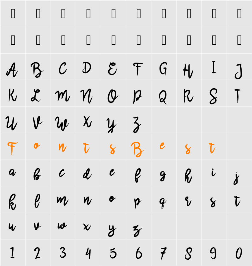 Scrivimi Character Map