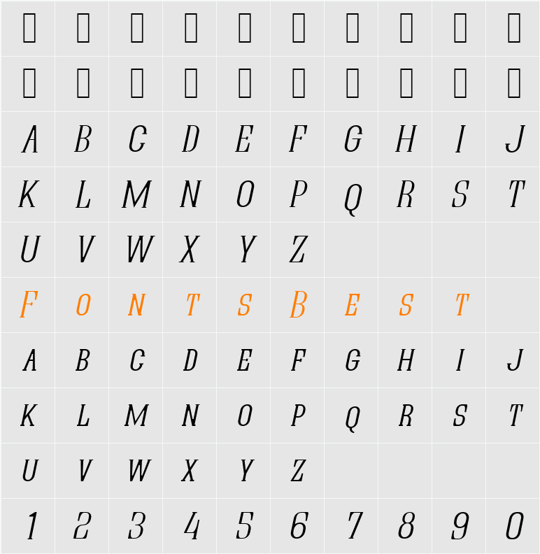 Quastic Kaps Thin Character Map