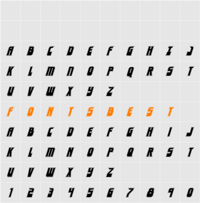 Eldebaran Academy Italic Character Map
