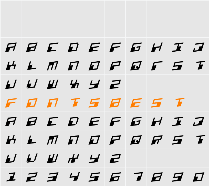Phaser Bank Rotalic Character Map