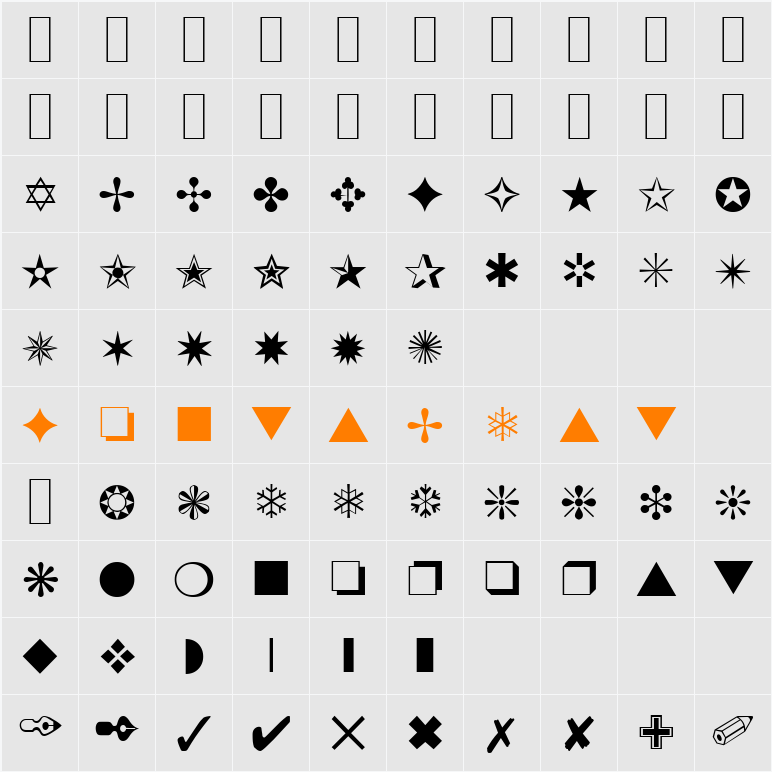 Dingbats3 Character Map