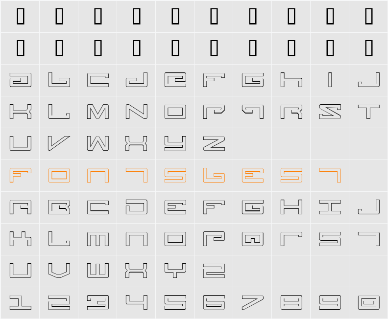 Legion Outline Character Map