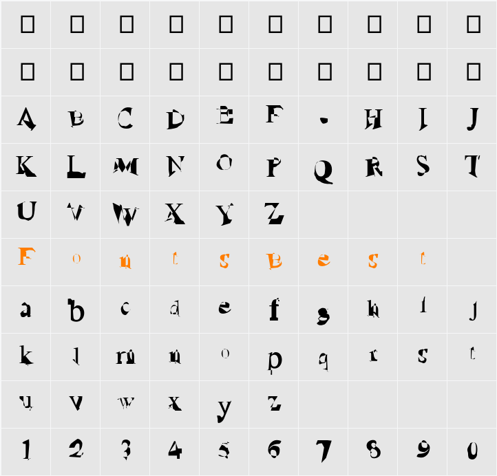 Ruined Serif Character Map