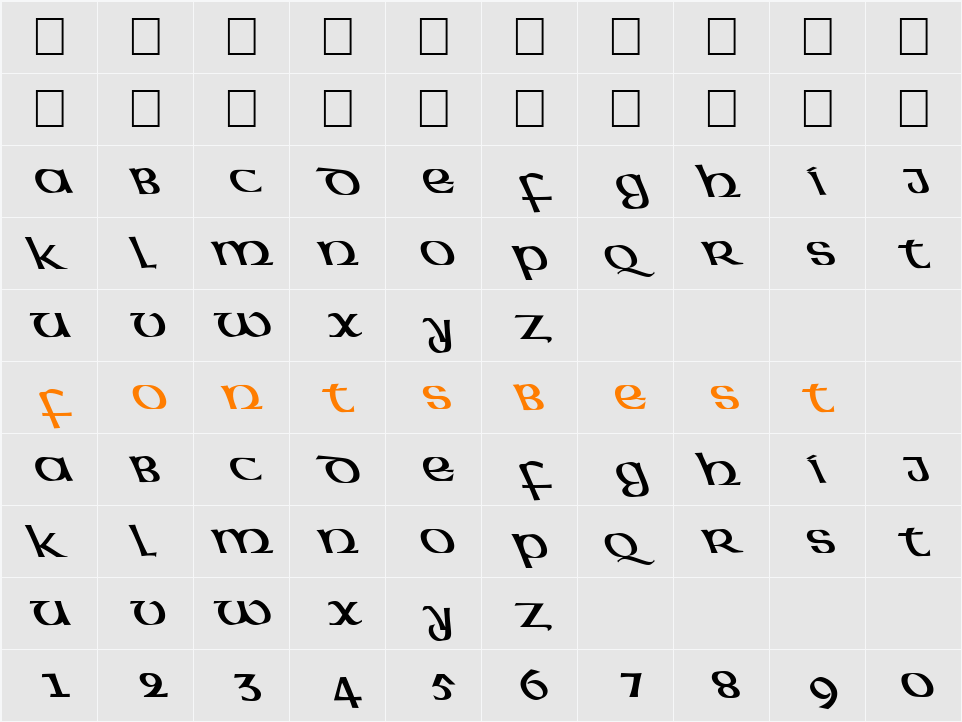 FZ BASIC 43 LEFTY Character Map