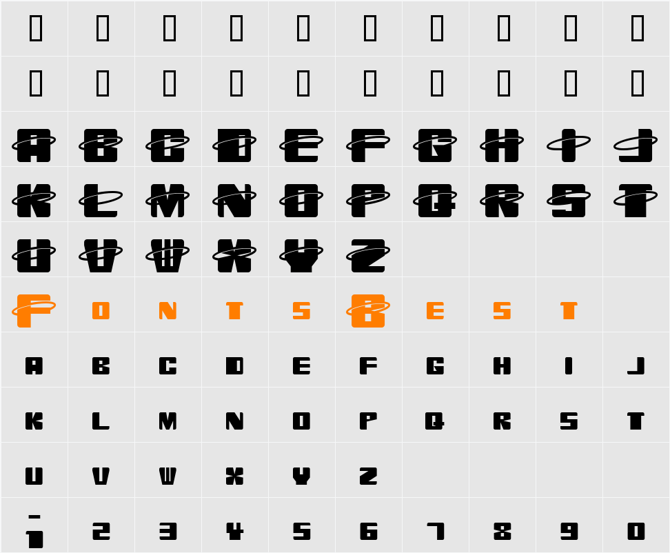 Orbitronio Character Map