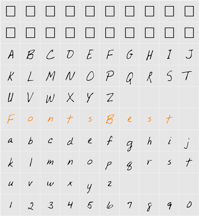 KarinsHand Character Map